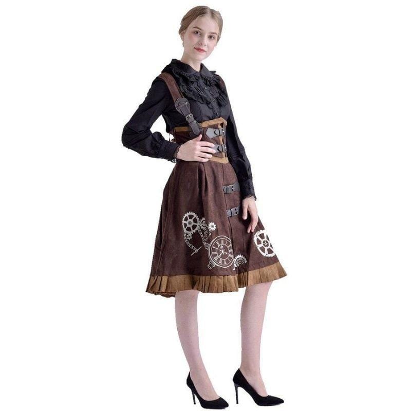 Robe Style Victorien Femme | Charme d'Élégance - The Steampunk Emporium Marron / M