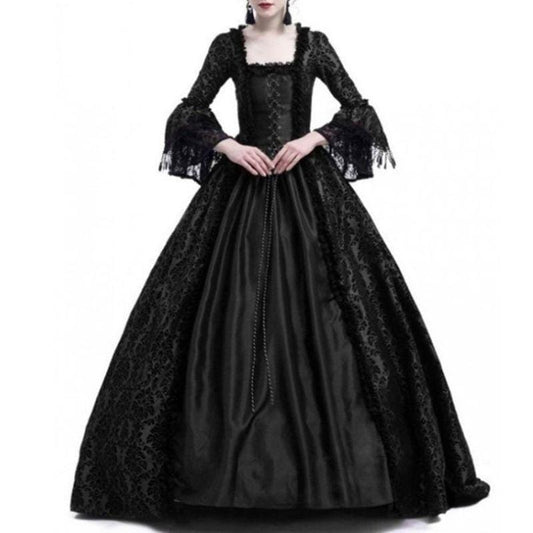 Robe Victorienne Ancienne Noire | Élégance Ébène - The Steampunk Emporium S