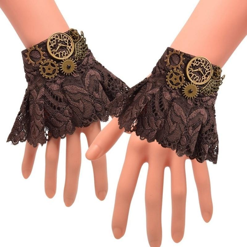 Steampunk Lace Gloves | MystiGloves - The Steampunk Emporium Marron simple