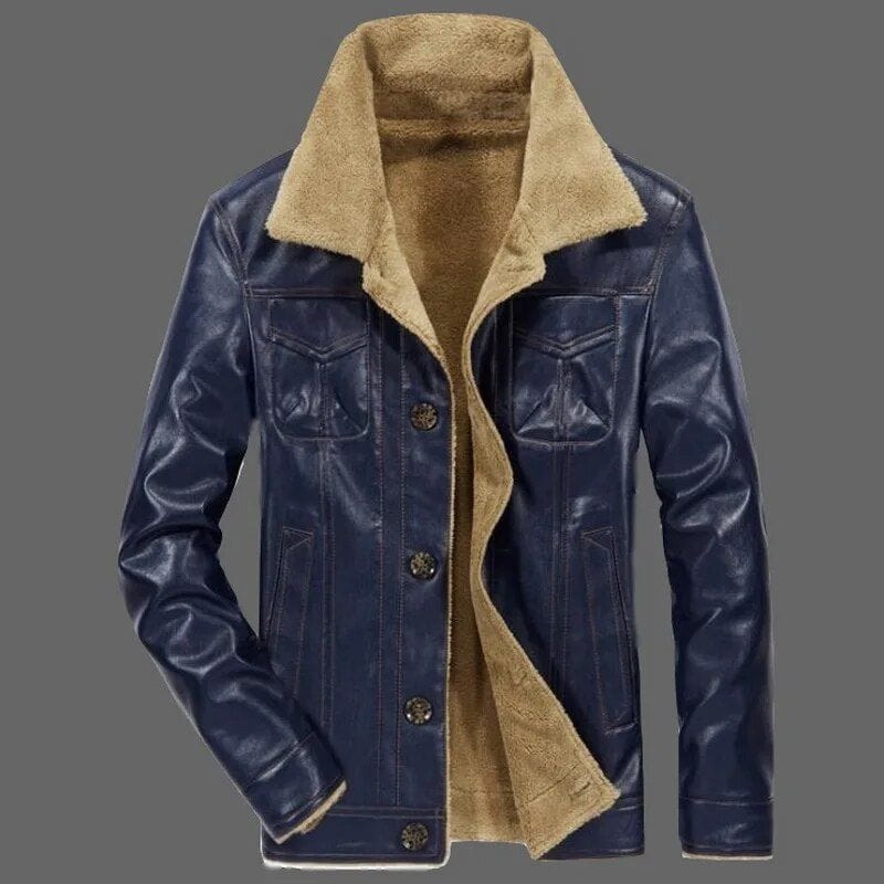 Veste Aviateur Col Fourrure Homme | Arctic Sky - The Steampunk Emporium Bleu marine / S