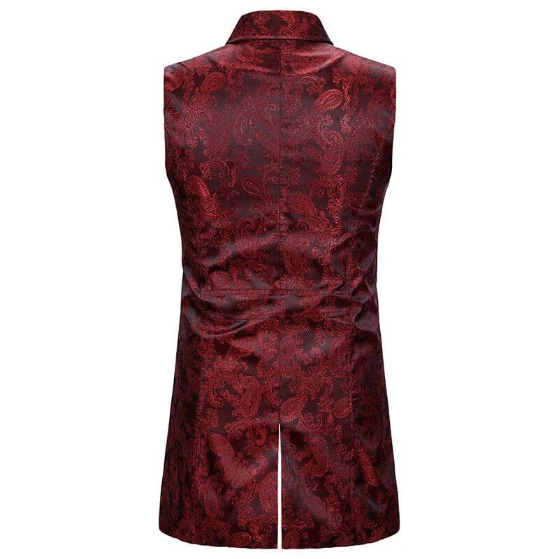 Veste Costume Gothique Sans Manche Homme Rouge | EléganceSombre - The Steampunk Emporium