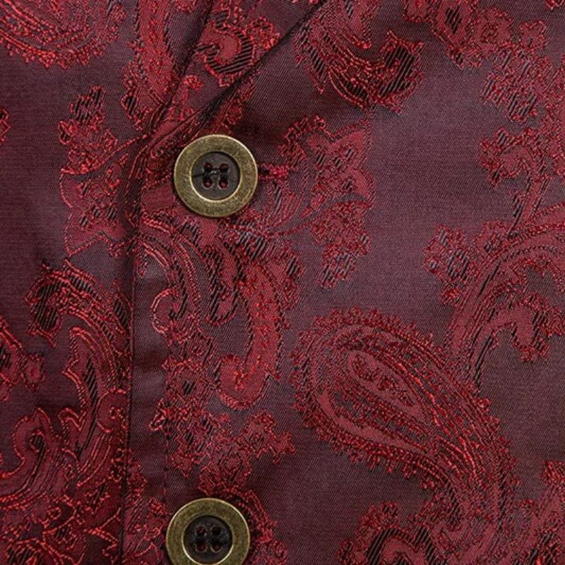 Veste Costume Gothique Sans Manche Homme Rouge | EléganceSombre - The Steampunk Emporium