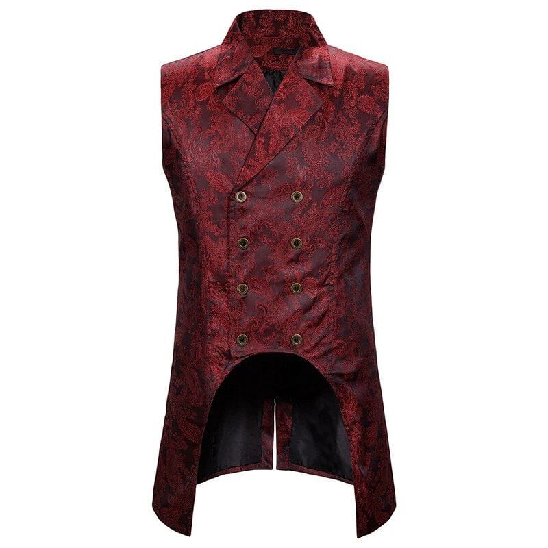 Veste Costume Gothique Sans Manche Homme Rouge | EléganceSombre - The Steampunk Emporium Rouge / S