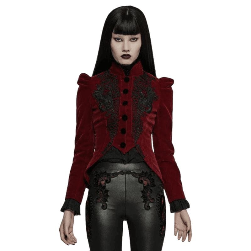 Veste Gothique Victorienne Femme | DarkElegance - The Steampunk Emporium Rouge / 4XL