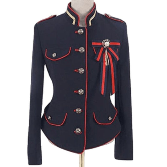 Veste Militaire Gothique Femme | DarkShadow - The Steampunk Emporium S / Bleu marine