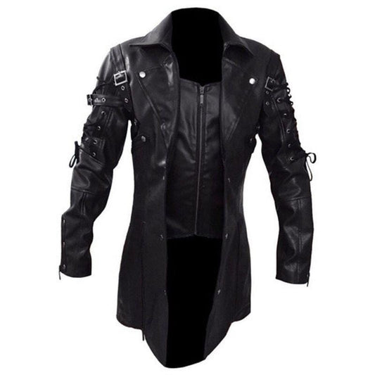 Veste Steampunk Gothique en PU | DarkForge - The Steampunk Emporium Noir / M