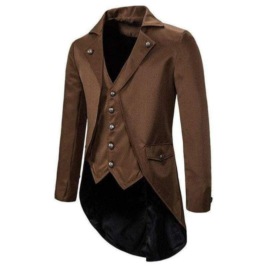 Veste Steampunk Homme Redingote | Édition Exclusif - The Steampunk Emporium Marron / S